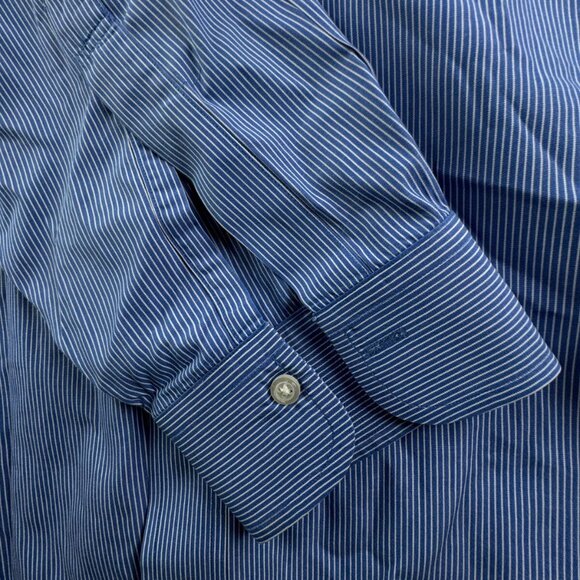VTG Brooks Brothers 17 33 Striped Blue Button Up Shirt Long Sleeve Men Cotton - Picture 9 of 16